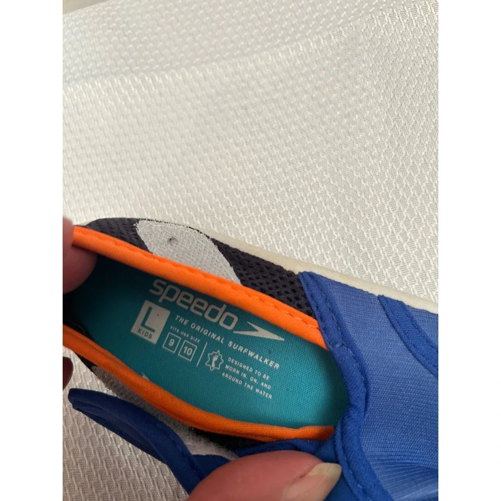 Speedo Surfwalker Water Shoes Size L 9-10 Blue Orange Mesh Kids